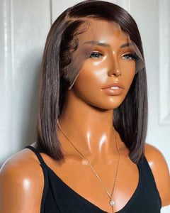 Zetvaa 13x4 13x6 Lace Front Wig Short Bob Wigs Straight Lace Front Human Hair Wigs For Women Pre Pluck With Baby Hair Glueless Wig Remy