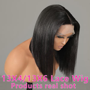 Zetvaa 13x4 13x6 Lace Front Wig Short Bob Wigs Straight Lace Front Human Hair Wigs For Women Pre Pluck With Baby Hair Glueless Wig Remy