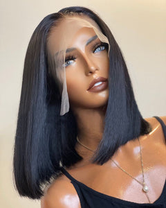 Zetvaa 13x4 13x6 Lace Front Wig Short Bob Wigs Straight Lace Front Human Hair Wigs For Women Pre Pluck With Baby Hair Glueless Wig Remy