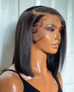 Zetvaa 13x4 13x6 Lace Front Wig Short Bob Wigs Straight Lace Front Human Hair Wigs For Women Pre Pluck With Baby Hair Glueless Wig Remy