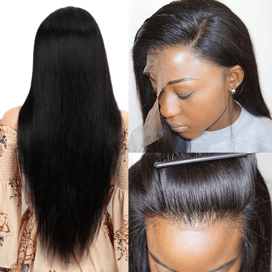 Zetvaa 30 Inch Straight Lace Front Human Hair Wigs Pre Plucked 13X4 Lace Frontal Wig Brazilian Remy Humain Hair Wigs For Women