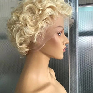 Zetvaa wig 150/180 Density 13x6 Blonde Brazilian Curly Wig